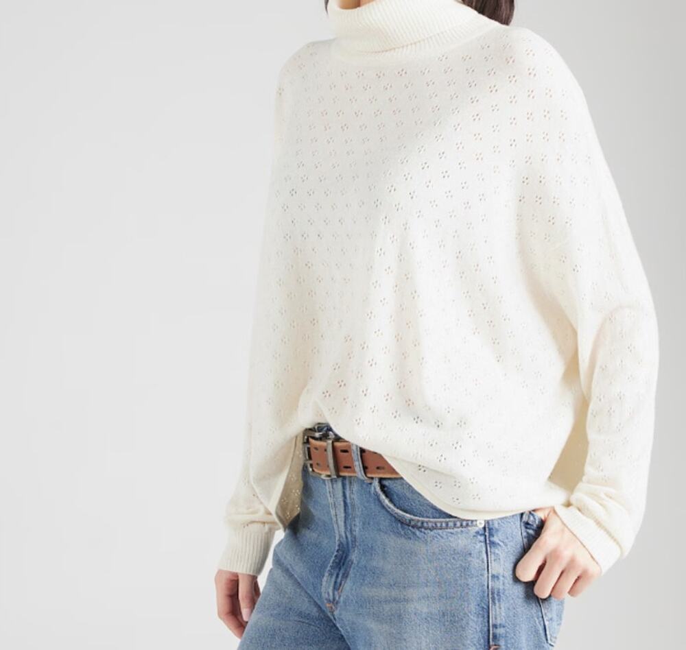 GAP Women's Sweater Oversized Pointelle Turtleneck in Natural White Sz XS/S